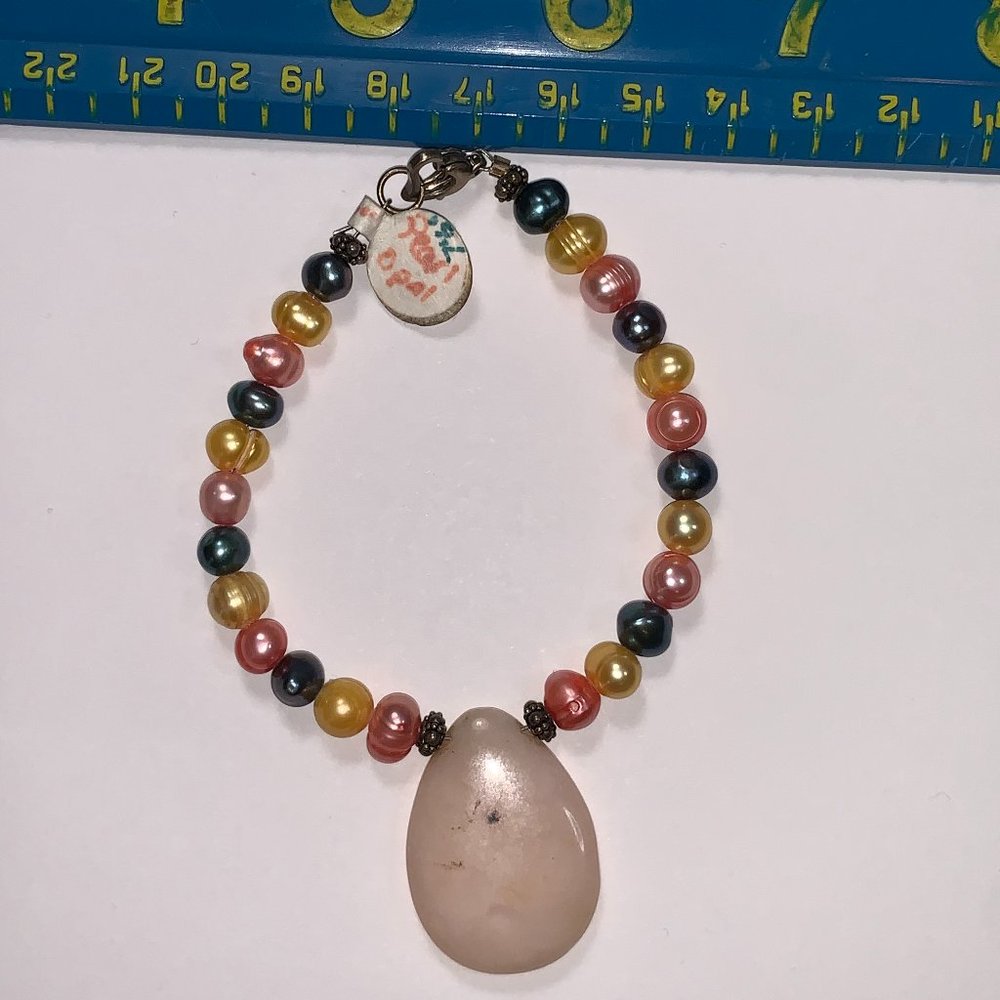 7 1/2" Freshwater Pearl And Opal Bracelet